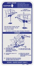 Jack Instruction Decal For 1971-1972 Pontiac Bonneville Catalina And Grand Prix Jack Instruction Decal For 1971-1972 Pontiac Bonneville Catalina And Grand Prix