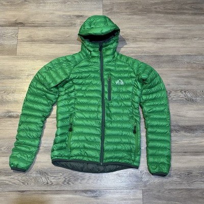 Fjern Aktiv green hooded puffer insulated 700 fill down coat women s Sz small