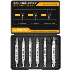 6 Pack Damaged Screw Extractor Set Stripped Screws Nuts Bolts Drill Bits Tools