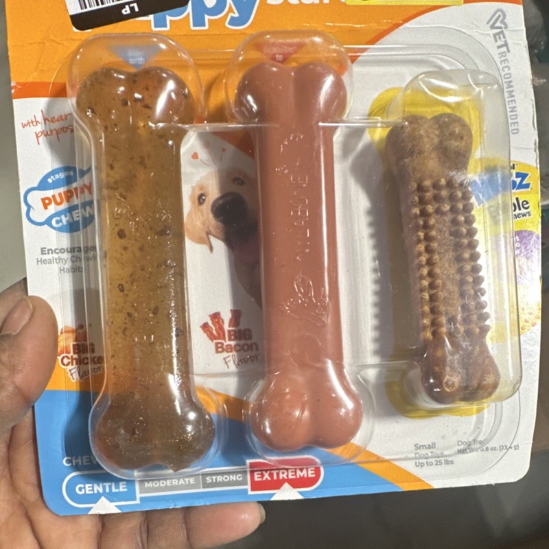 Nylabone Puppy Chew Bones Variety Pack Chicken Bacon Dog Chew Bones Puppy
