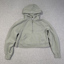 lululemon cropped scuba hoodie half zip womens M/L sage green long sleeve hood