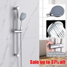 Shower Head & Slide Riser Rail Bracket Kit Chrome Adjustable Set With Soap Dish