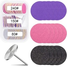 80pcs Sanding Paper Discs with Metal Nail Drill Bit 25mm Black, Purple, Pink 0.19 per gallon