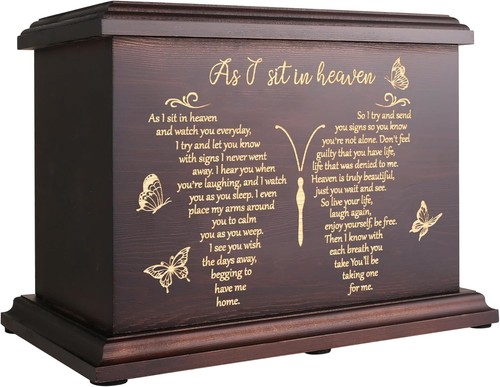 Einäscherung Gedenk Urnen für menschliche Asche Erwachsene männlich weiblich, Holzkiste und Etui... - Bild 2 von 8