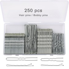 250 Pcs Hair Pins Silver Bobby Pins for Gray White Hair, Wavy Bobby Pins 2inch