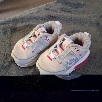 Nike Girls Gray Pink White Hook & Loop Mesh Low Top Athletic Sneakers