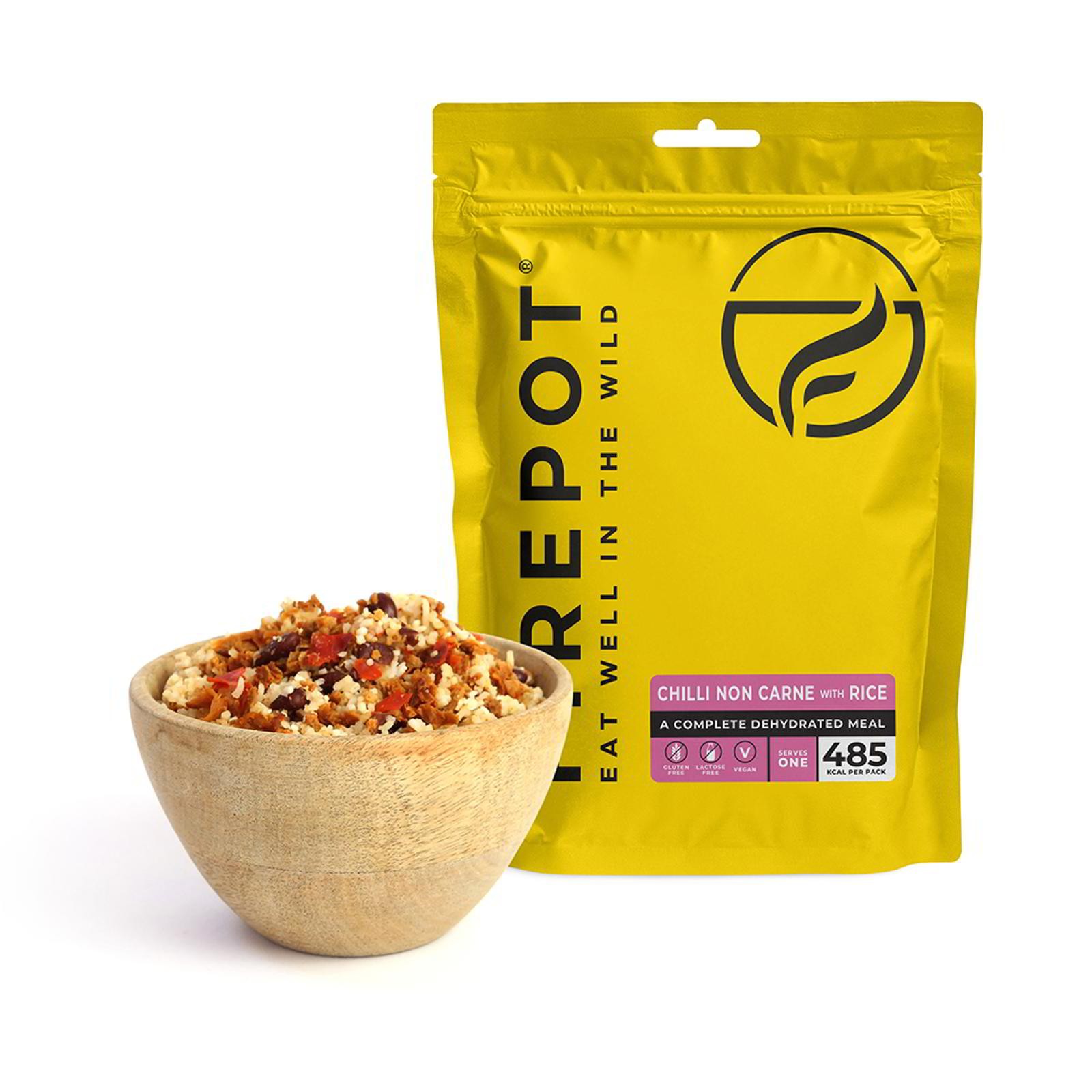 Firepot Food Chilli Non Carne and Rice Dehydrated Meal in Yellow