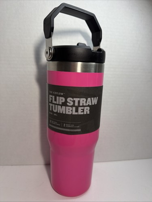 #ad NEW Stanley ELECTRIC PINK NEON Ice Flow Flip Straw 30 oz Tumbler Carry Handle $69.99