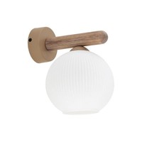 Wandlampe Holz Glas Weiß E14 Natur Modern NatüRlich B:15 Cm Wandleuchte Flur
