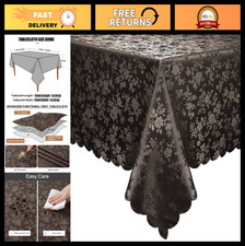 Waterproof Heavy Duty Vinyl Tablecloth 60x84" Wipeable Floral Embossed Cover f