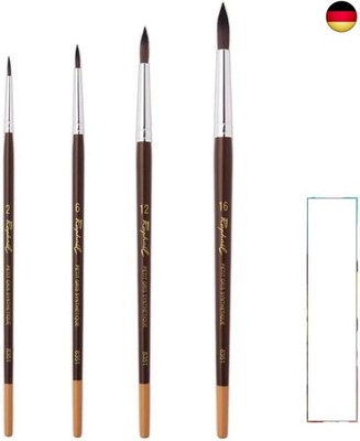Raphael Aquarellpinsel, klein, grau, synthetisch, Nr. 2, 6, 12, 16 + 1 Karte