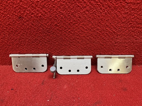 Used Set of 3 4”x4” Emtek Stainless Steel Hinges One Hinge W/ Pivot Good Cond