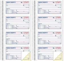 2 Pack White Carbonless Receipt Books 200 Sets Consecutively Numbered