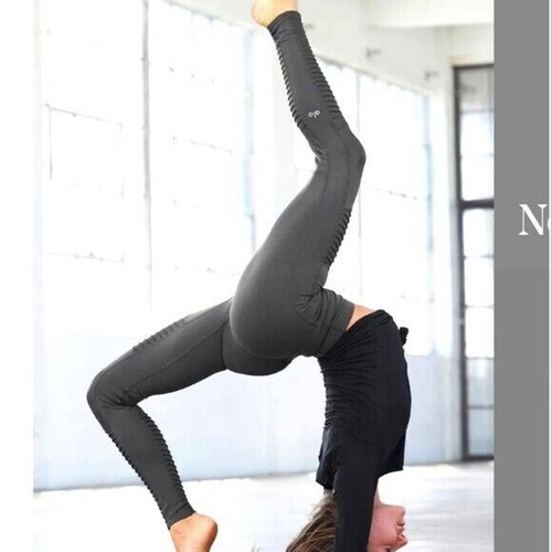 Alo Yoga Leggings Womens XS Gray High Waisted Moto Gym Running Athleisure