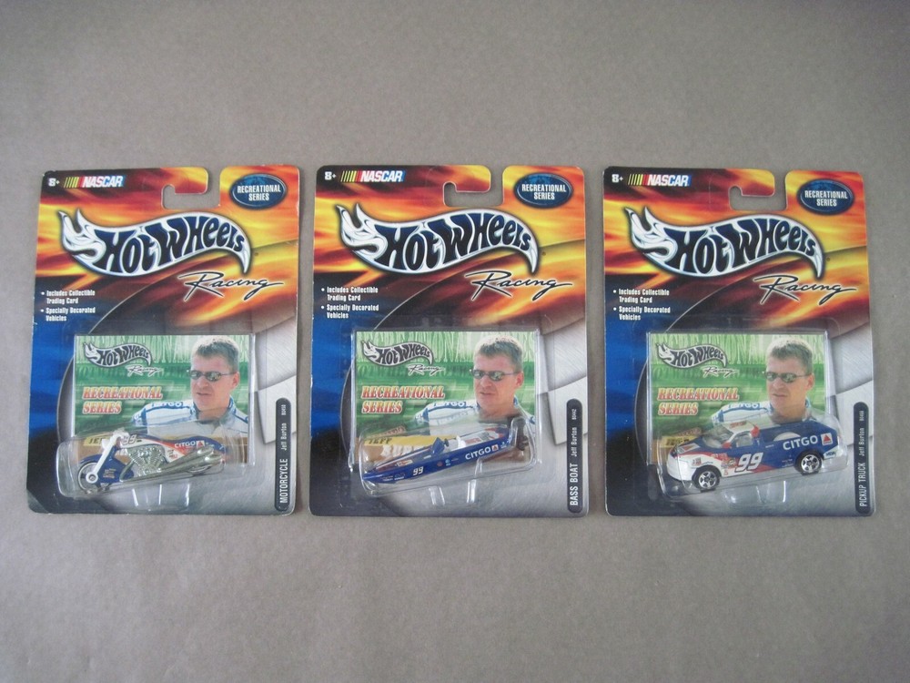 Lot of 3 Jeff Burton Hot Wheels Racing Recreational Series Bass Boat Pickup