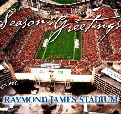 Raymond James Stadium Aerial View Tampa Seasons Greetings Postcard Unposted