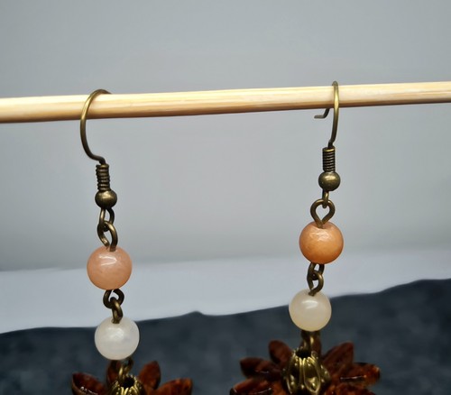 Handmade Jewellery Rustic Boho Hippy Wood Daisy Flower Earrings UK Seller - Picture 8 of 8