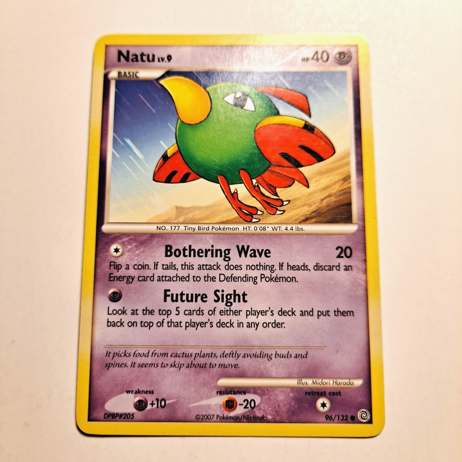 Natu Pokemon Card Lv 9 Hp 40 2007 96/132