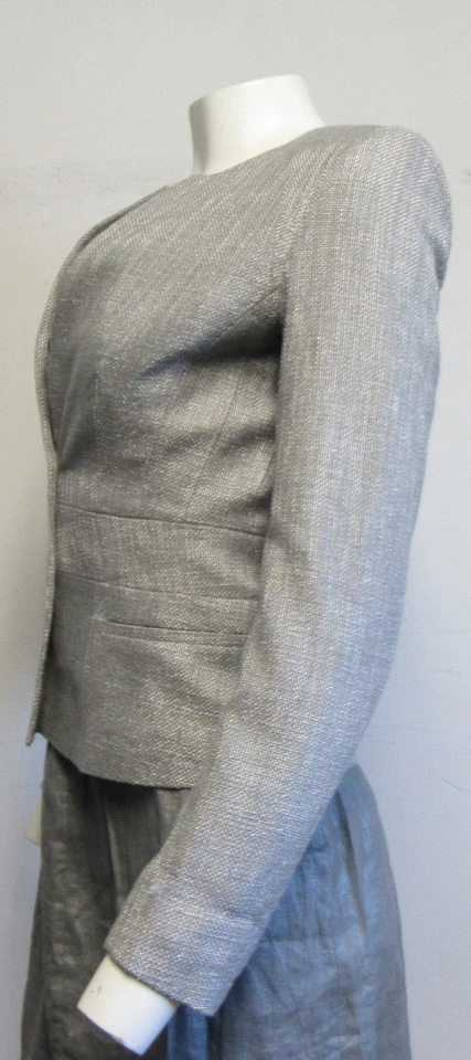 RENE LEZARD Vestido Lino Gris con Conjunto Blazer Tweed Gris TALLA 34/xs Foto 4 de 4