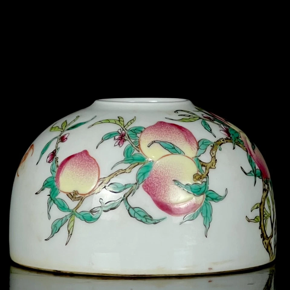 5" Raro China Porcelana Dinastía Qing Yongzheng Pastel Melocotón Grano Pluma Lavado Foto 4 de 4