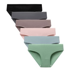 6PCS Women Cotton Breathable Panties Underwear Low waist Seamless Briefs