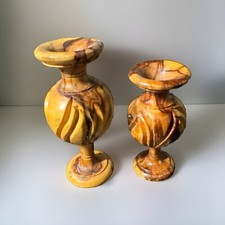 Mini Vintage Carved Wood Vases