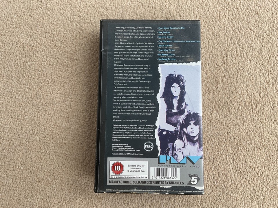 L.A. Guns One More Reason VHS Video Tape 1989 Metal Music 30 Mins