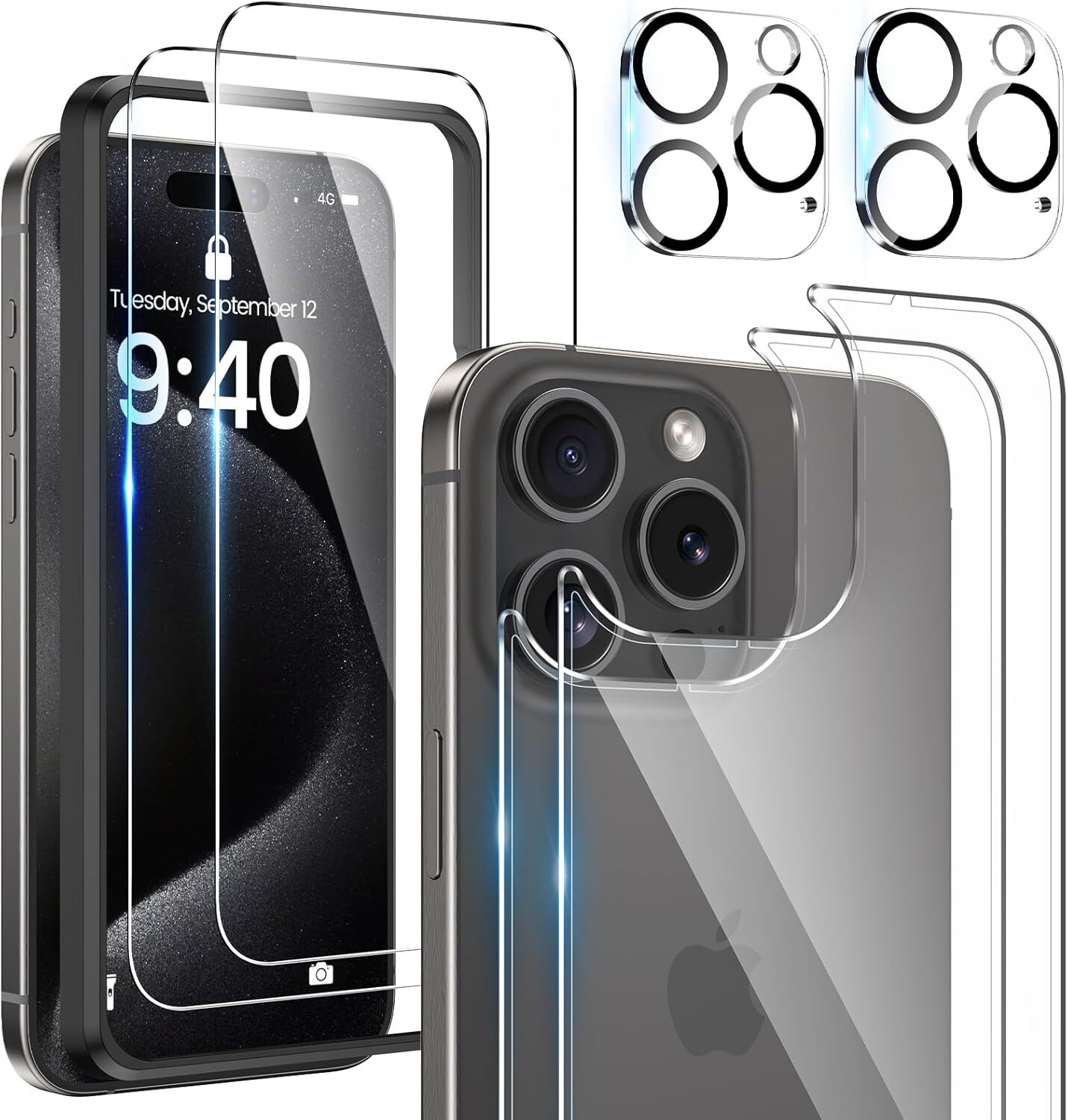 6-in-1 Upgraded iPhone 15 Pro Max Screen Protector for 6.7-Inch Model