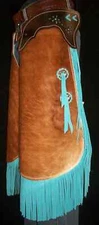 Custom Made Leather Chinks/Brindle Hair On Cowhide Chaps/Made In USA