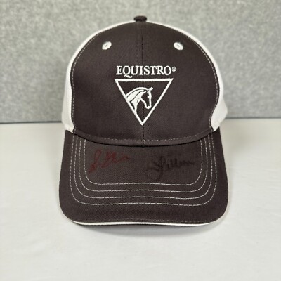 Equistro Equine Supplements Hat Cap White Gray Mesh Back Strap Back Autographs
