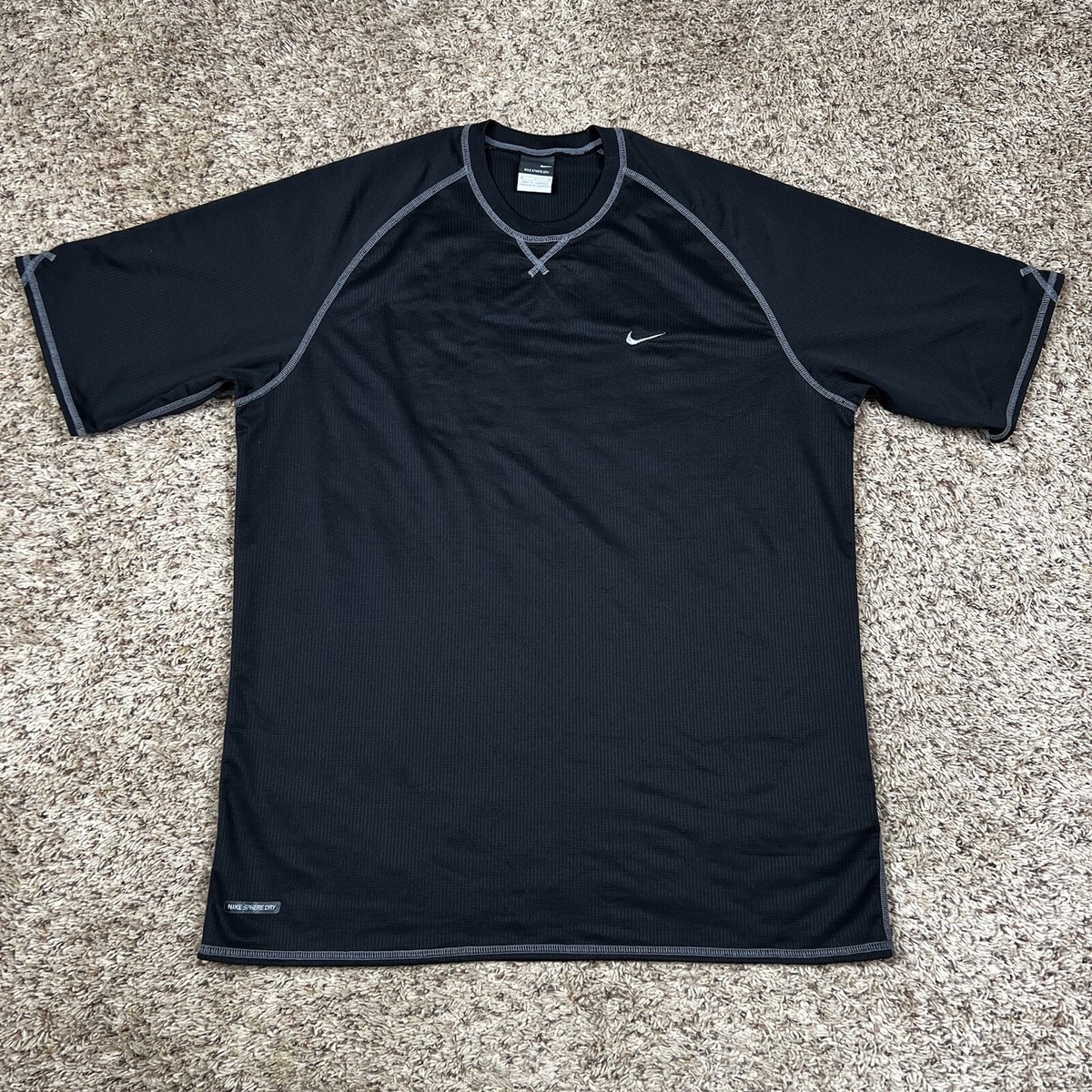 Vintage Y2K Nike Black Gray T-Shirt Men's Large Embroidered