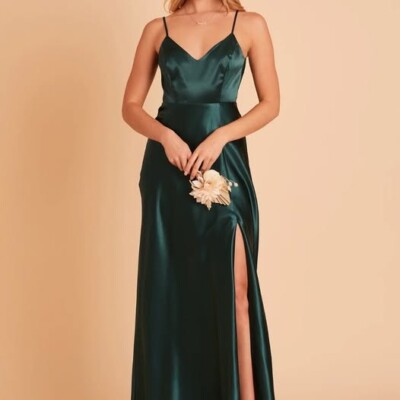 BIRDY GREY - Jay Dress - Shiny Satin Emerald - X-Small (Bridesmaid Dress)