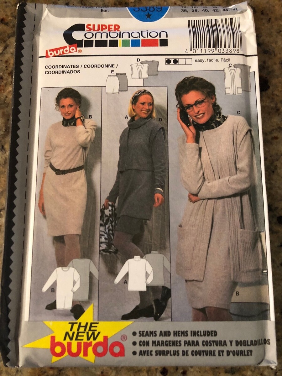 🦋 BURDA #3389 - LADIES SWEATER DRESS - TWO LENGTH VEST &amp; SKIRT 