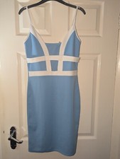 blue and white bodycon dress size 10