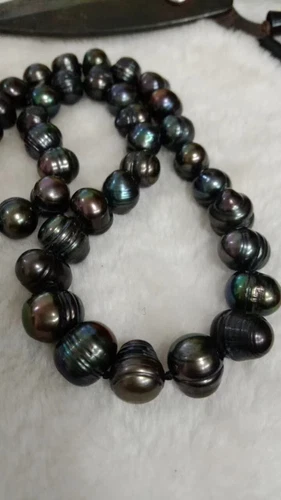 HUGE 18"12-13MMTAHITIAN BLACK PEACOCK BAROQUE PEARL NECKLACE