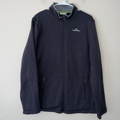Kathmandu Mens Fleece Jacket Large Zip Up Long Sleeve Grey Thick Warming 