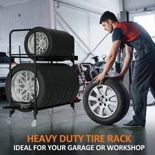 Tire Rack, Rolling Tire Rack for Garage Tire Storage Rack Heavy Duty  Tire Shelf