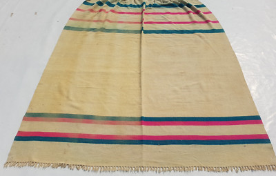 Vintage traditioneller handgefertigter schöner gestreifter Teppich für Wohndeko 217x192 cm