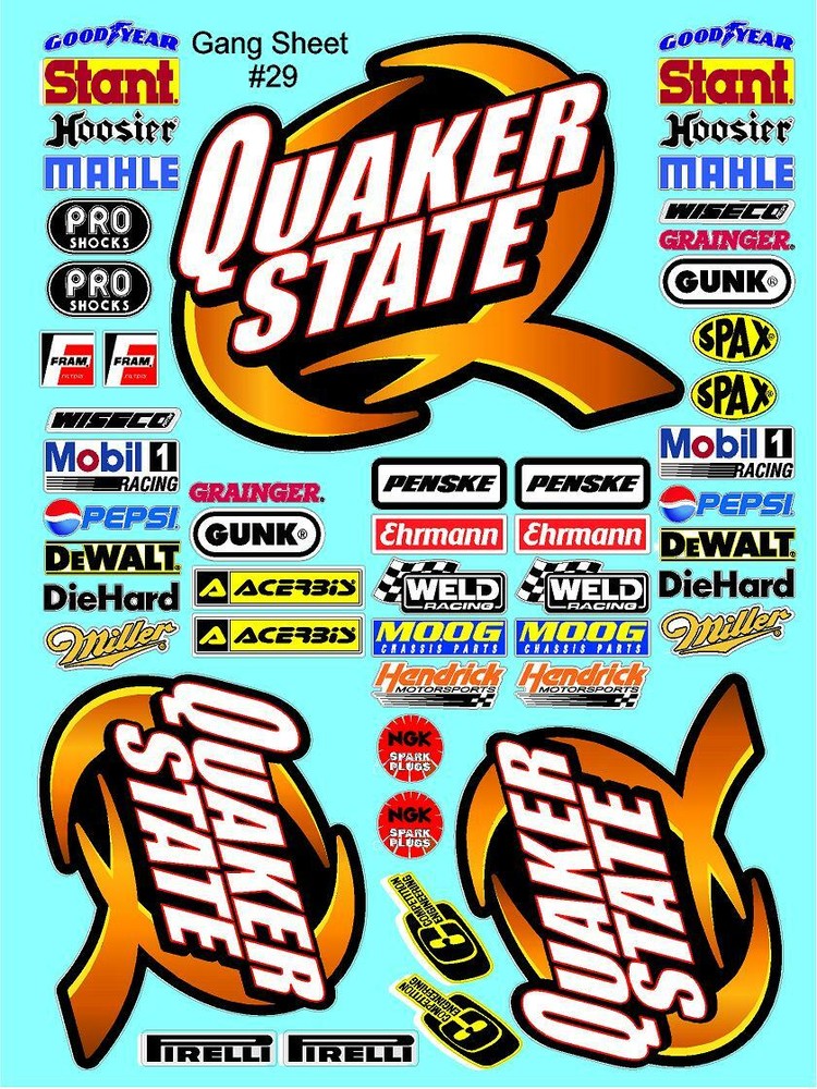 WHITE VINYL Sticker Gang SHEET 29- R/C MODEL Decals 1/12-1/10