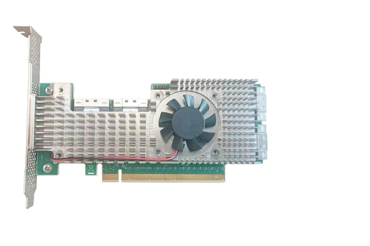 PEX88048 PCIe 4.0 x16 to Four SlimSAS SFF-8654 8i Switch Adapter