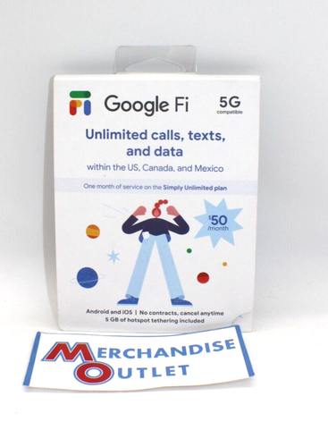 Google Fi 5G Unlimited Calls/Texts/Data SIM Kit Within the US, Canada ...