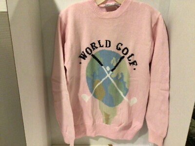 Leon Levin Ladies Pink Golf Sweater Size m 100% Cotton