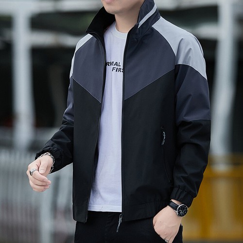 Men's Thin Coat Youth Daily Casual Jacket Business Slim Stand Collar Windbreaker - Picture 15 of 33