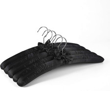 5 Pack 17 Large Black Satin Padded Hangers for Dresses, Sweaters  Delicates