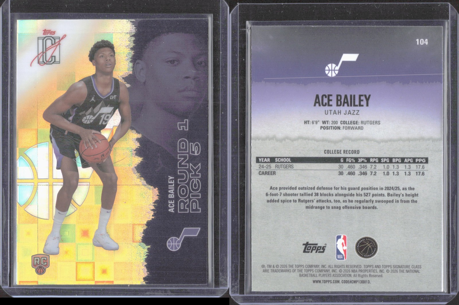 2025-26 Topps Signature Class #104 Ace Bailey Chrome Pandora Yellow Refractor