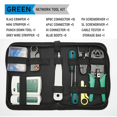RJ45 RJ11 RJ12 Netzwerk Werkzeug Kit für LAN Kabel Tester Crimper Cutter Set UK