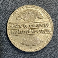 Germany (Weimar) 1921D 50 Pfenning Aluminum Coin
