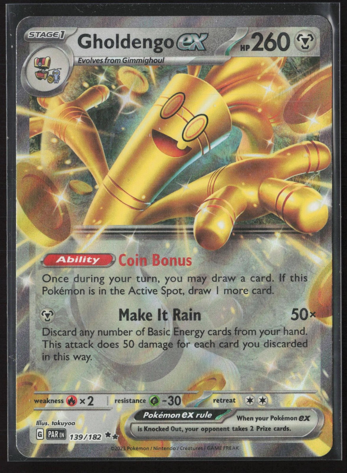 Gholdengo ex 139/182 Double Rare Paradox Rift Pokemon Holo Lightly Played