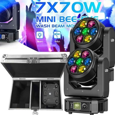 UKING 2stk 490W Mini LED Moving Head Zoom Wash Beam DMX RGBW DJ Bühnenlicht Show