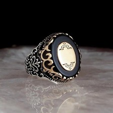 925 Sterling Silver Handmade Jewelry Black Men's Ring All Size Fashion Ring 2025